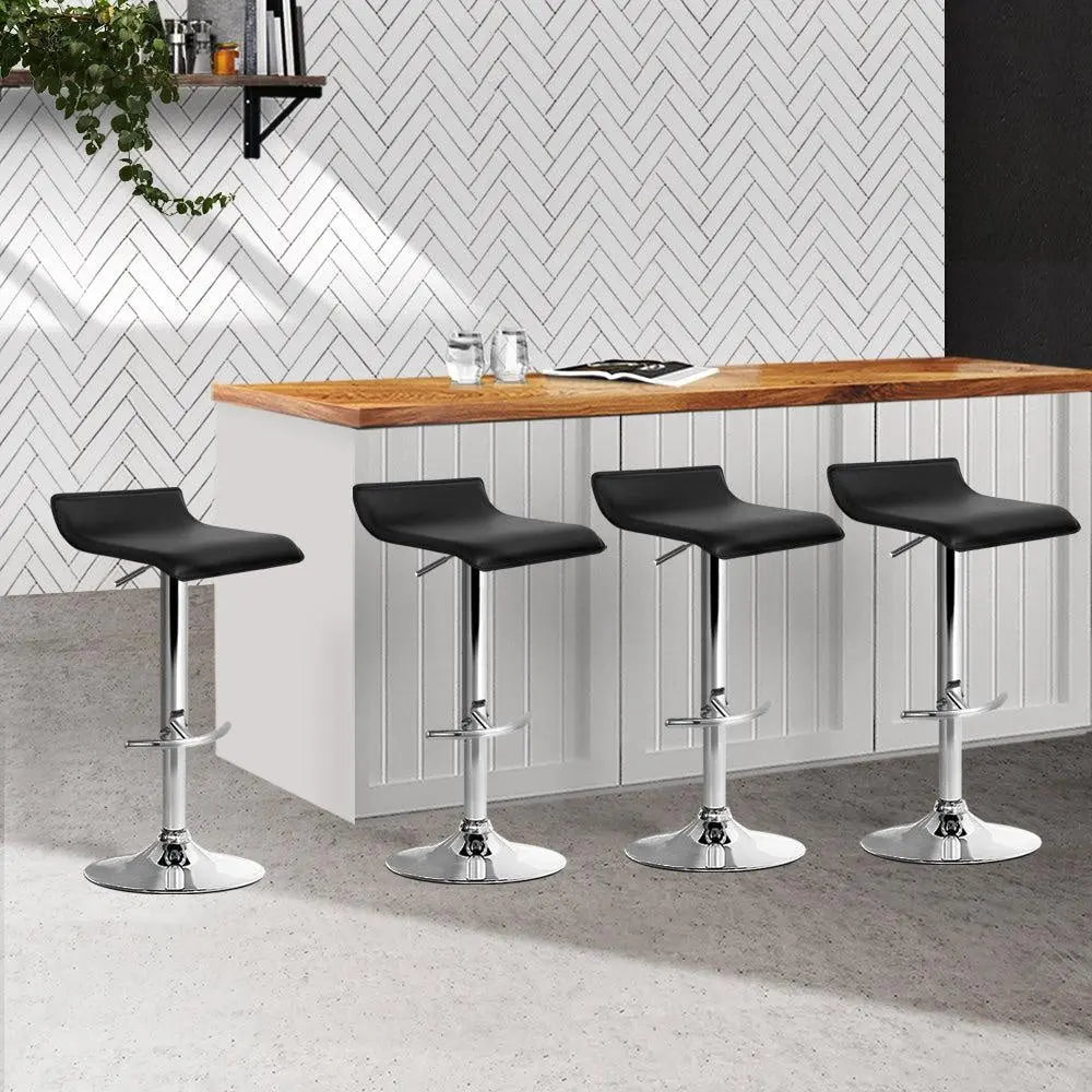 Artiss Set of 4 PU Leather Wave Style Bar Stools - Black Deals499