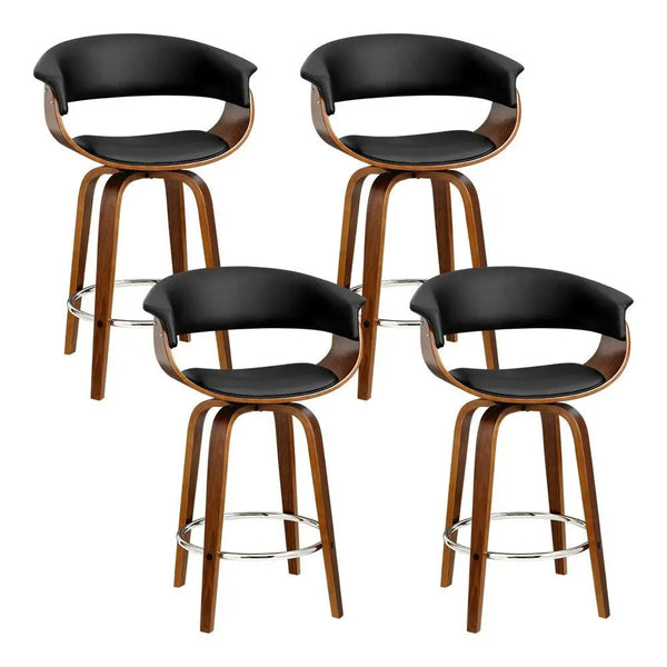 Artiss Set of 4 Swivel PU Leather Bar Stool - Wood and Black Deals499