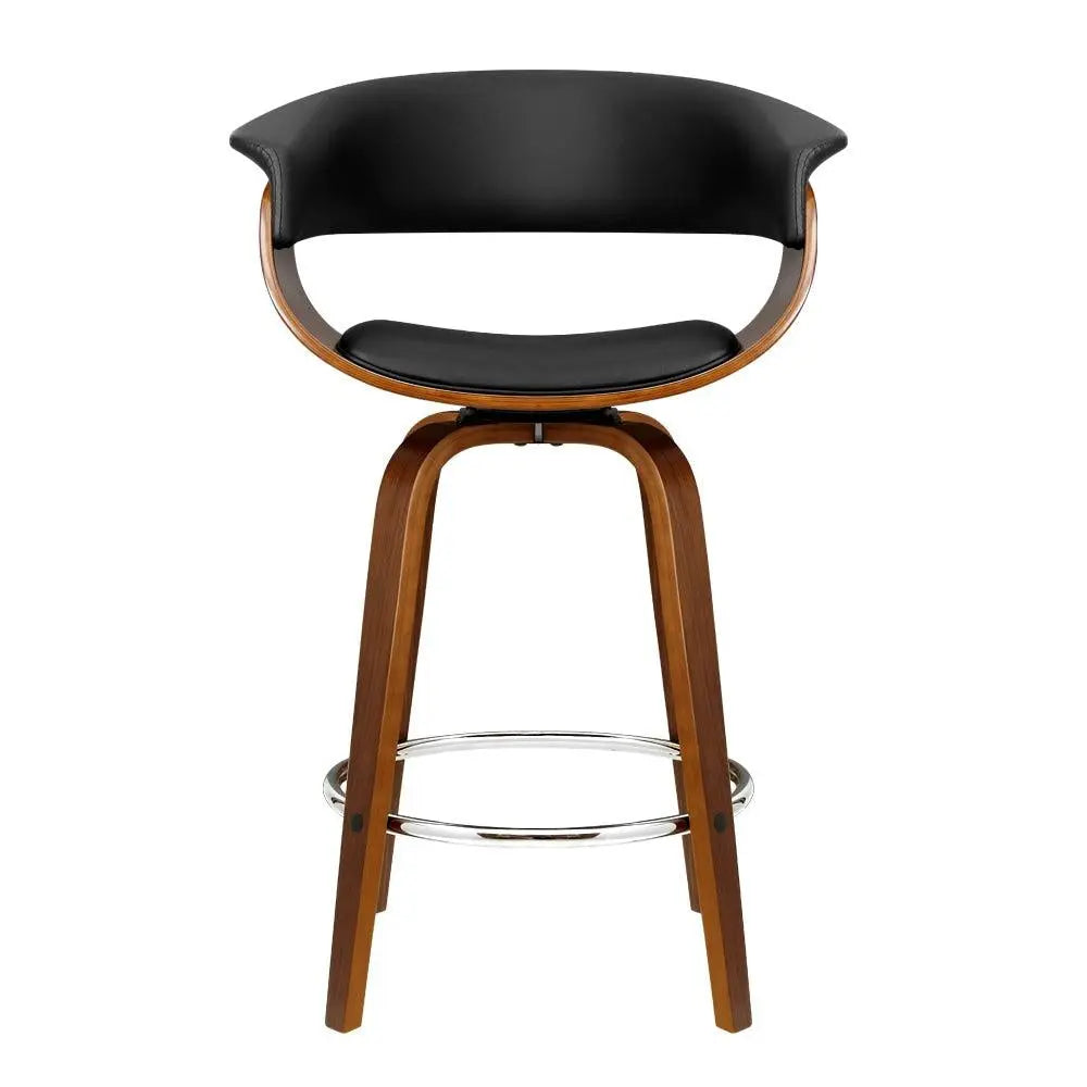 Artiss Set of 4 Swivel PU Leather Bar Stool - Wood and Black Deals499