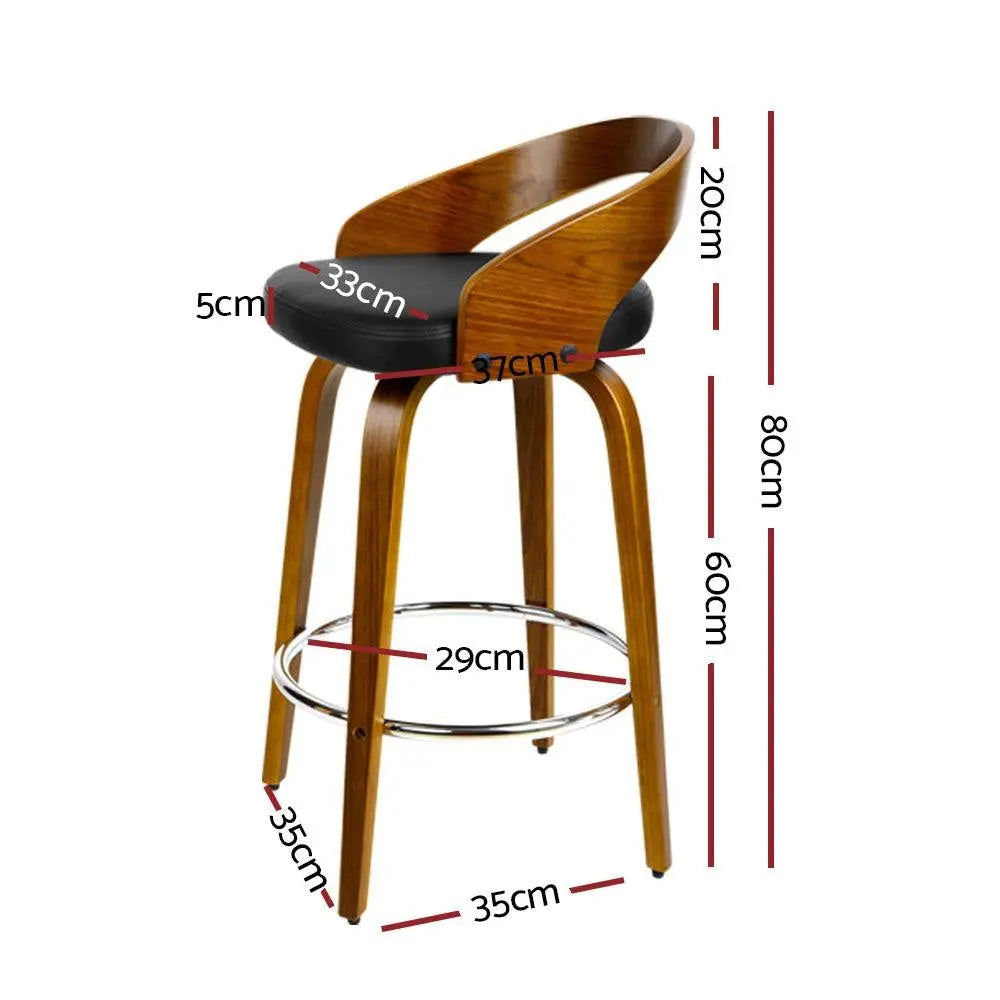 Artiss Set of 4 Walnut Wood Bar Stools - Black and Brown Deals499