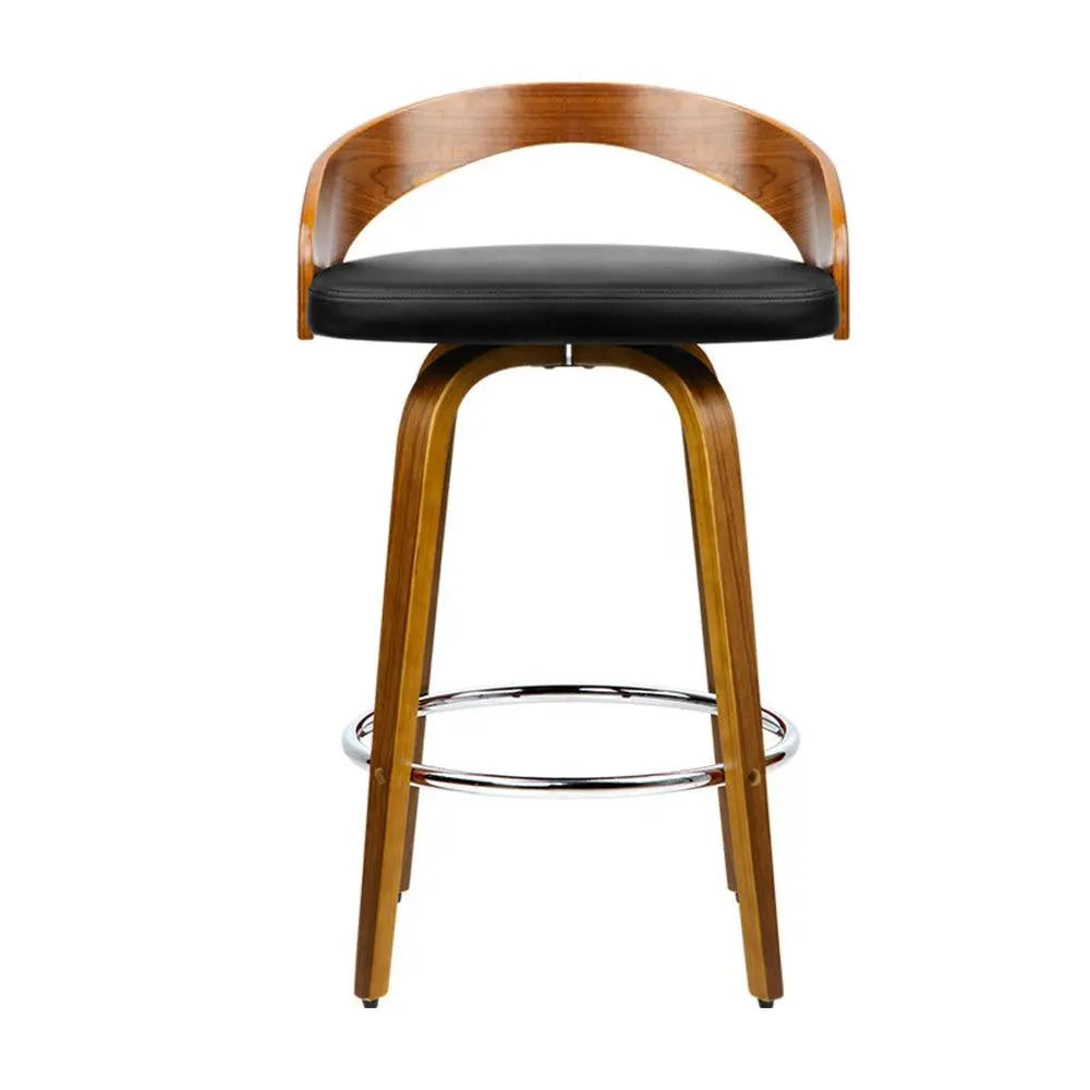 Artiss Set of 4 Walnut Wood Bar Stools - Black and Brown Deals499