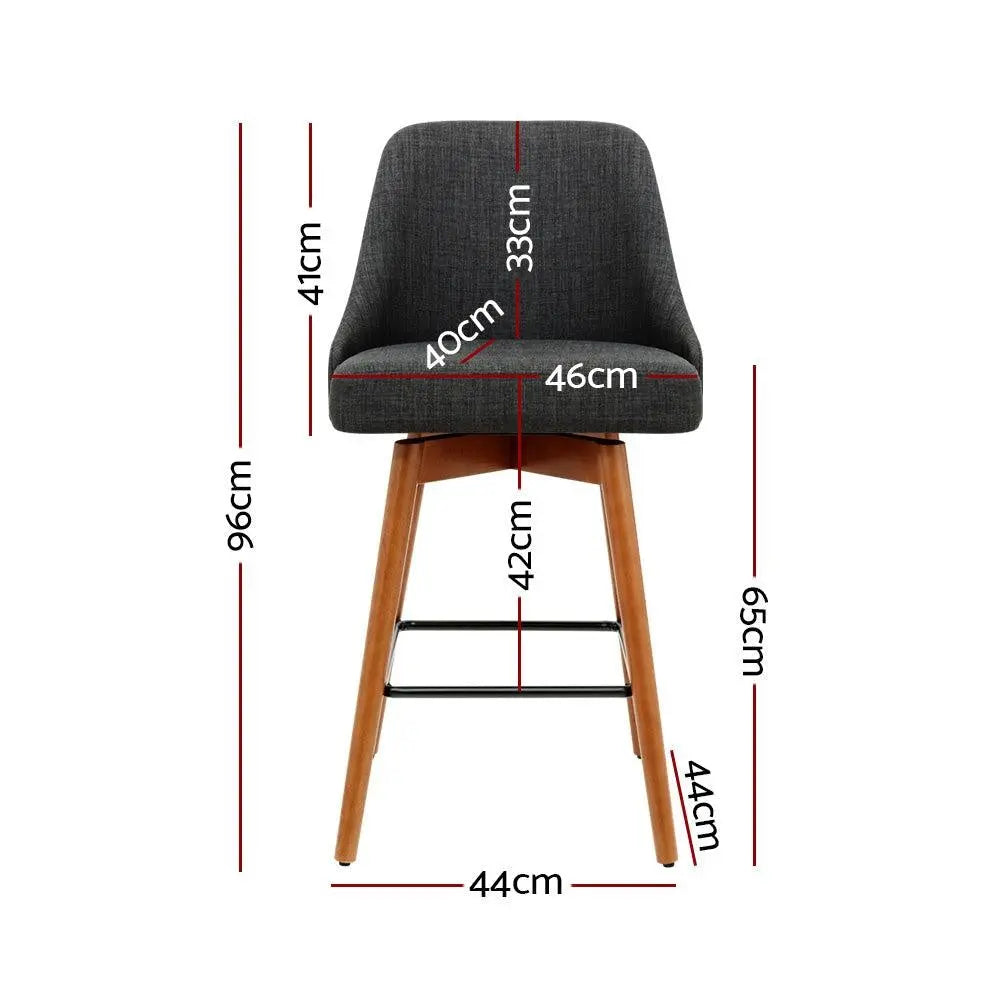 Artiss Set of 4 Wooden Fabric Bar Stools Square Footrest - Charcoal Deals499