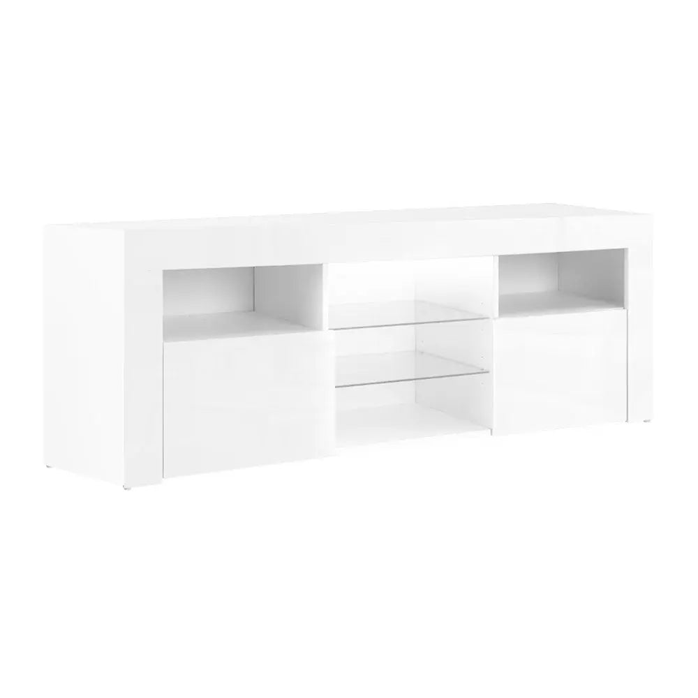 Artiss TV Cabinet Entertainment Unit Stand RGB LED Gloss Furniture 145cm White Deals499