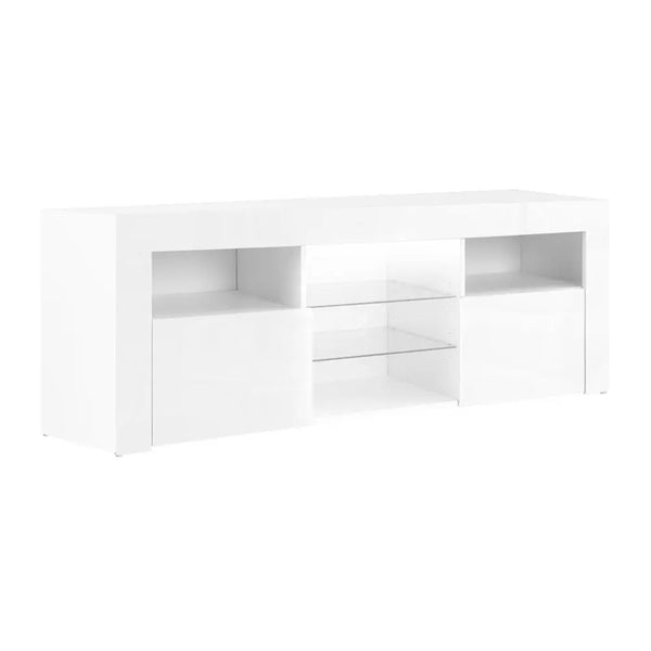 Artiss TV Cabinet Entertainment Unit Stand RGB LED Gloss Furniture 145cm White Deals499