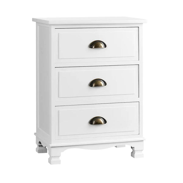 Artiss Vintage Bedside Table Chest Storage Cabinet Nightstand White Deals499