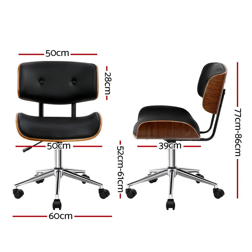 Artiss Wooden & PU Leather Office Desk Chair - Black Deals499