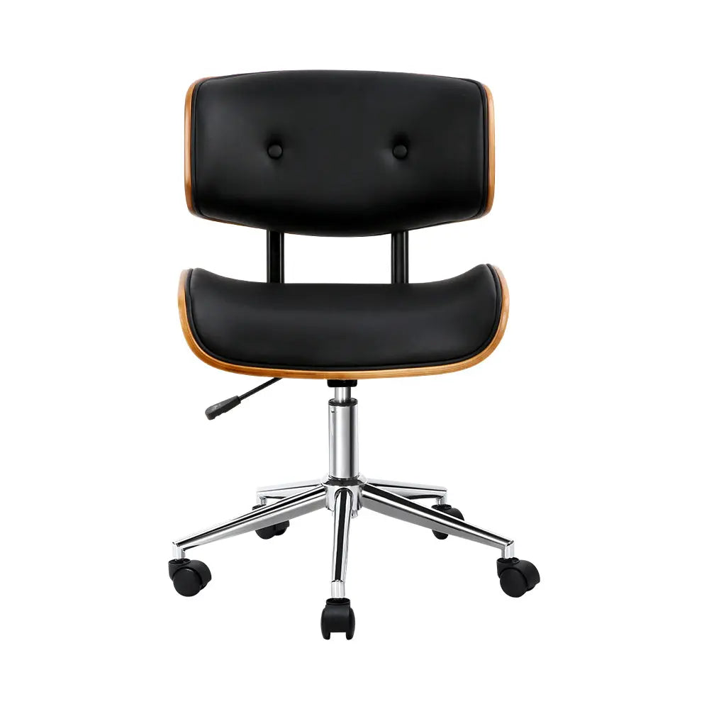 Artiss Wooden & PU Leather Office Desk Chair - Black Deals499