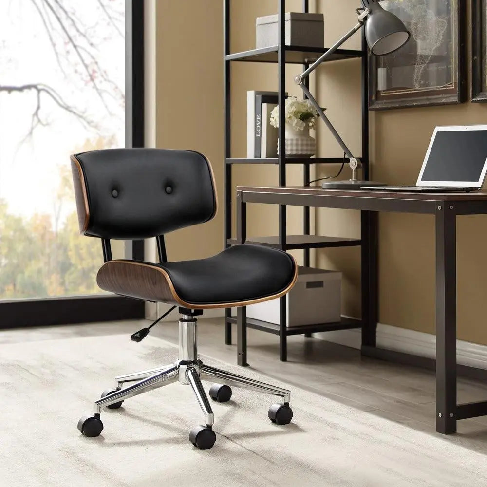 Artiss Wooden & PU Leather Office Desk Chair - Black Deals499