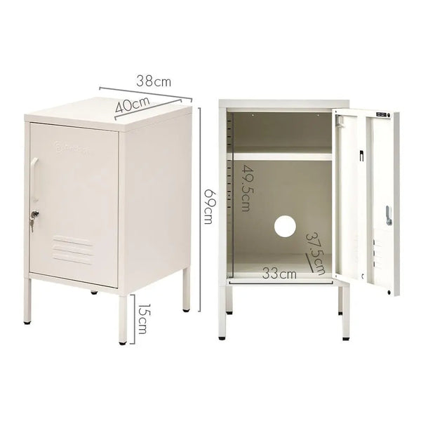 ArtissIn Mini Metal Locker Storage Shelf Organizer Cabinet Bedroom White Deals499