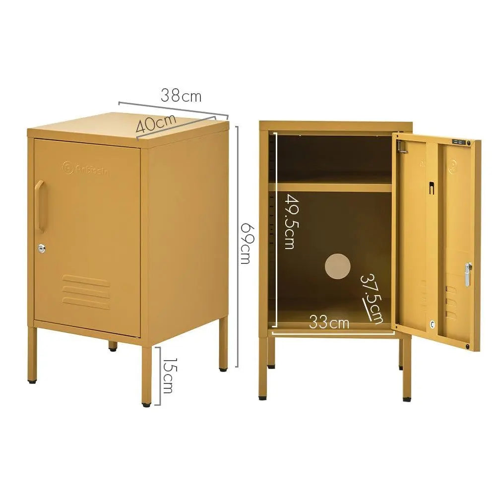 ArtissIn Mini Metal Locker Storage Shelf Organizer Cabinet Bedroom Yellow Deals499