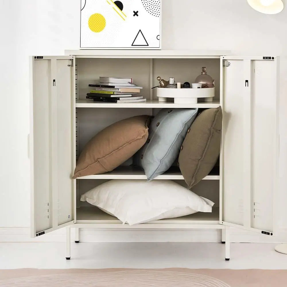 ArtissIn Sweetheart Metal Locker Storage Shelf Organizer Cabinet Buffet Sideboard White Deals499