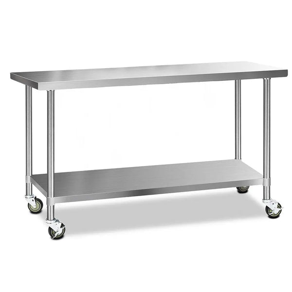 Cefito 430 Stainless Steel Kitchen Benches Work Bench Food Prep Table with Wheels 1829MM x 610MM Deals499