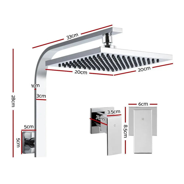 Cefito WElS 8'' Rain Shower Head Taps Square High Pressure Wall Arm DIY Chrome Deals499