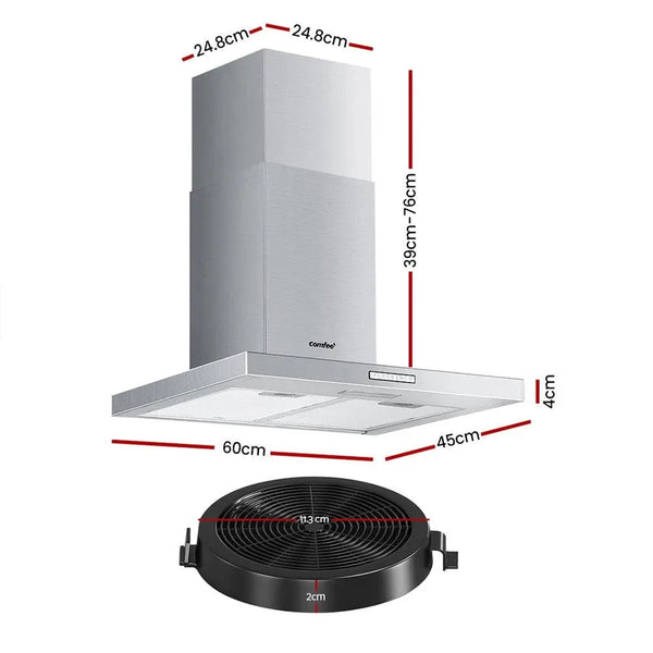 Comfee Rangehood 600mm Stainless Steel Kitchen Canopy With 2 PCS Filter Replacement Deals499