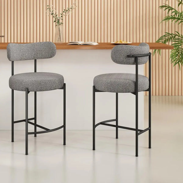 Contemporary Grey Boucle Elsa Low Bar Stools from Deals499 at Deals499