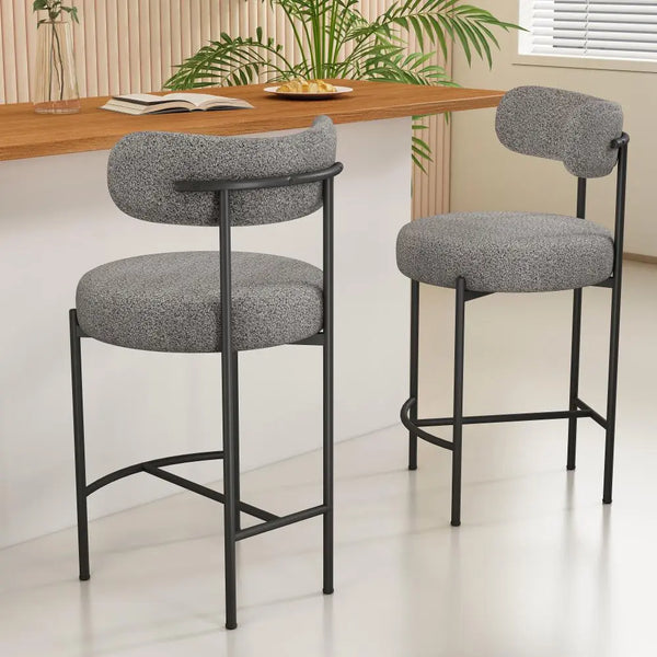 Contemporary Grey Boucle Elsa Low Bar Stools from Deals499 at Deals499