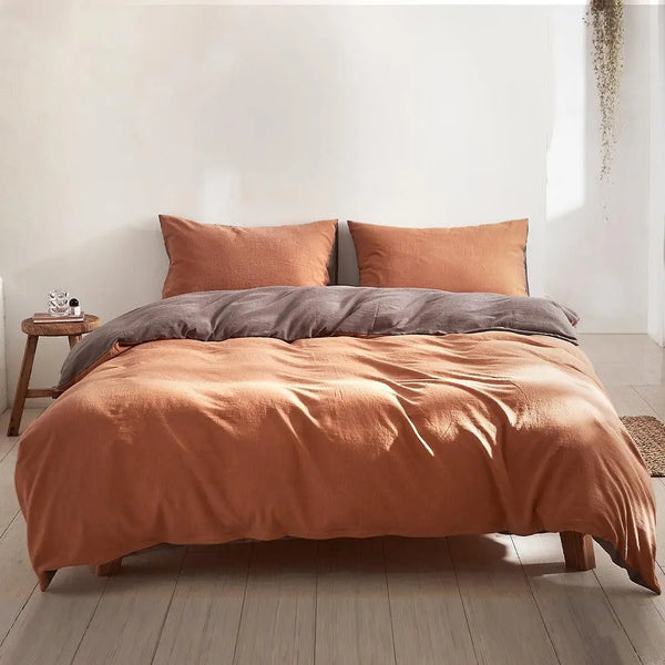 Cosy Club Quilt Cover Set Cotton Duvet Double Orange Brown Deals499