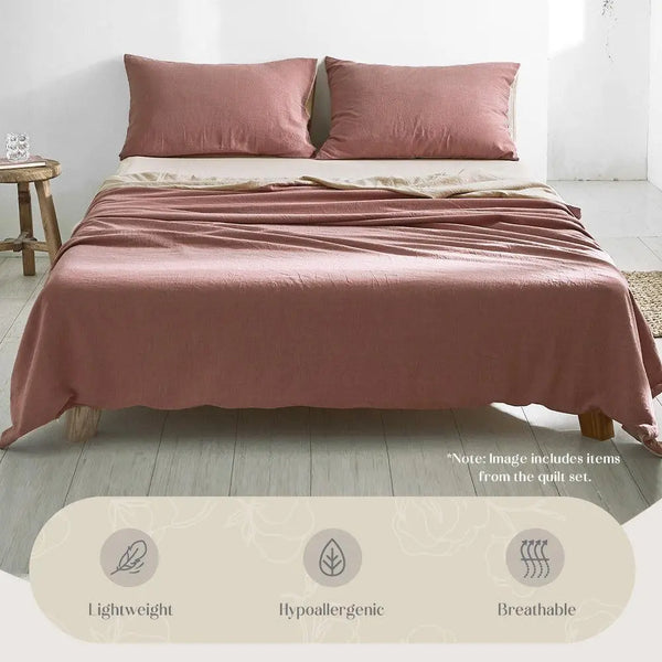 Cosy Club Sheet Set Cotton Sheets Single Red Beige Deals499