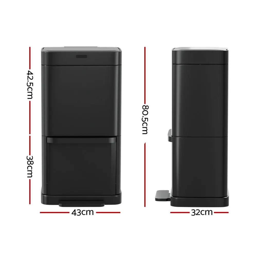 Devanti 70L Motion Sensor Bin Pedal Bins Automatic Black from Deals499 at Deals499