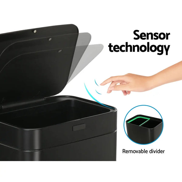 Devanti 70L Motion Sensor Bin Pedal Bins Automatic Black from Deals499 at Deals499