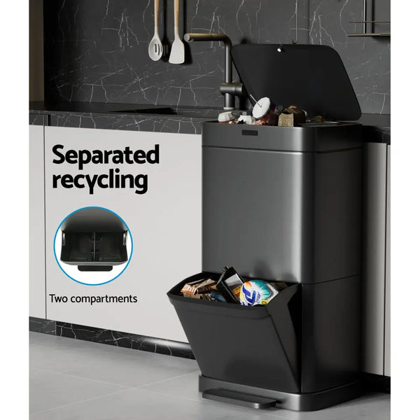 Devanti 70L Motion Sensor Bin Pedal Bins Automatic Black from Deals499 at Deals499