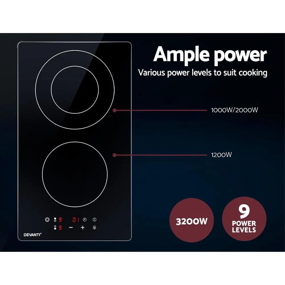 Devanti Electric Ceramic Cooktop 30cm Kitchen Cooker Cook Top Hob Touch Control 3-Zones Deals499