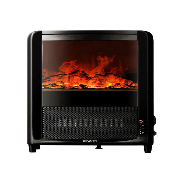 Devanti Electric Fireplace 3D Flame Effect Timer Portable Indoor Heater 2000W Deals499