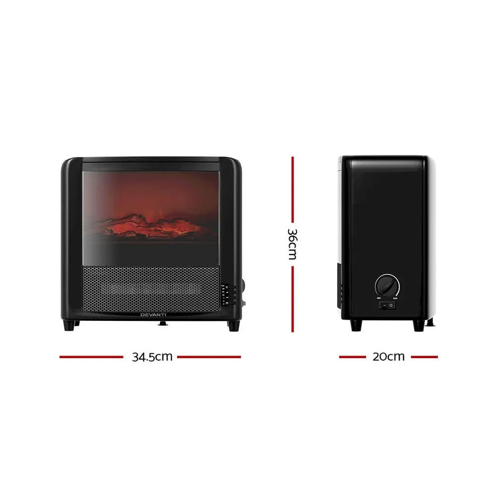 Devanti Electric Fireplace 3D Flame Effect Timer Portable Indoor Heater 2000W Deals499