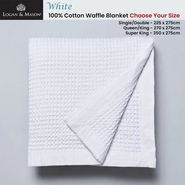 Logan and Mason White 100% Cotton Waffle Blanket Single/Double from Deals499 at Deals499