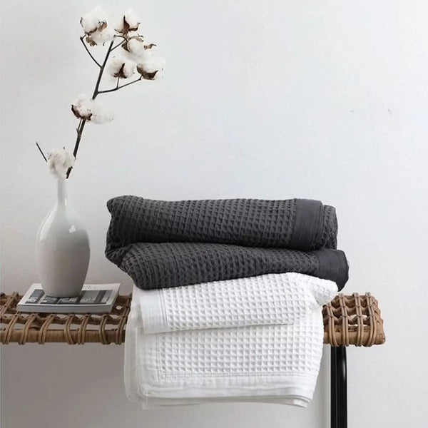 Logan and Mason Charcoal 100% Cotton Waffle Blanket Single/Double from Deals499 at Deals499