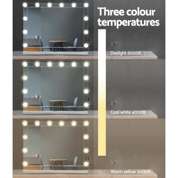 Embellir Hollywood Makeup Mirror With Light 12 LED Bulbs Vanity Lighted Silver 58cm x 46cm Deals499