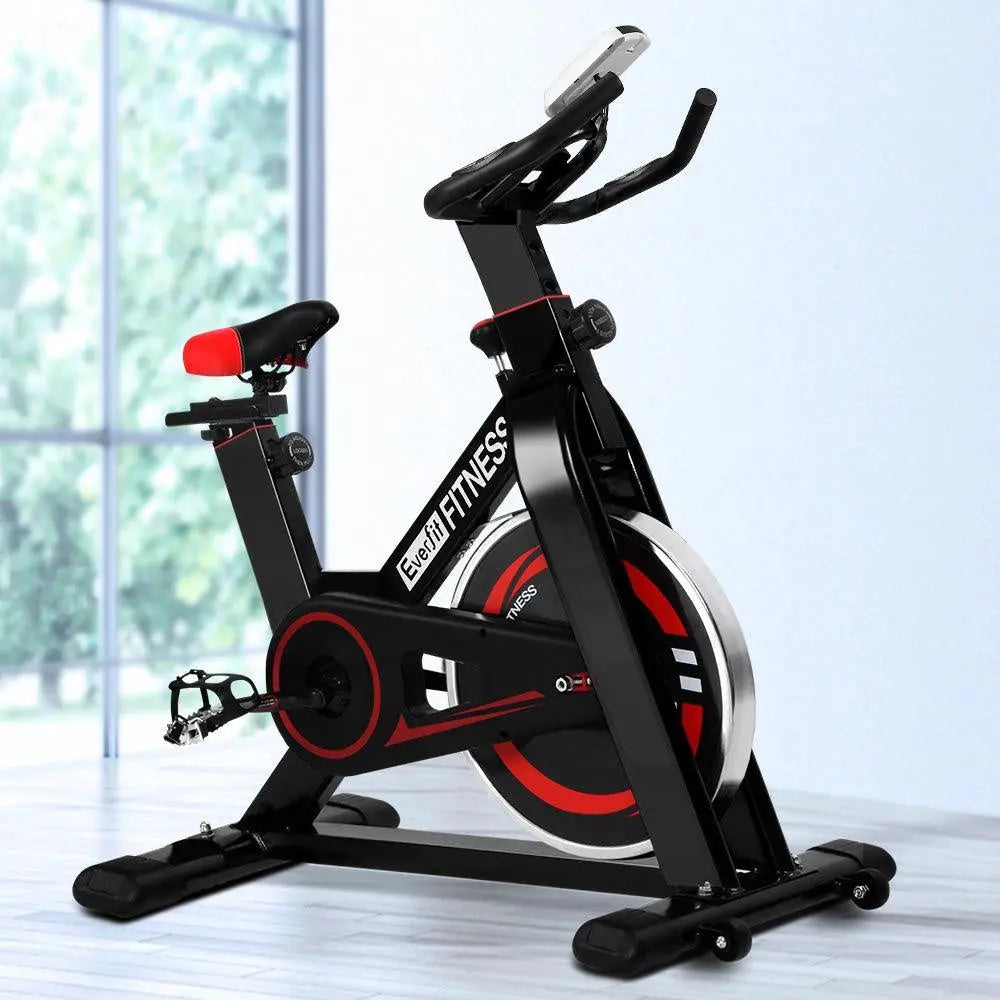 Everfit Spin Exercise Bike Cycling Fitness Commercial Home Workout Gym Black Deals499