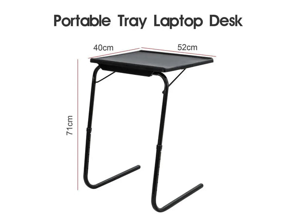 Foldable Table Adjustable Tray Laptop Desk with Removable Cup Holder-Black Deals499