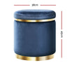 Foot Stool Round Velvet Ottoman Foot Rest Pouffe Pouf Padded Seat Footstool Navy Deals499