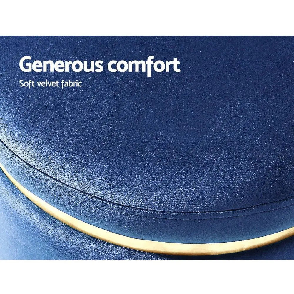 Foot Stool Round Velvet Ottoman Foot Rest Pouffe Pouf Padded Seat Footstool Navy Deals499