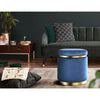 Foot Stool Round Velvet Ottoman Foot Rest Pouffe Pouf Padded Seat Footstool Navy Deals499