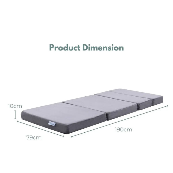 GOMINIMO 4 Fold Memory Foam Folding Mattress Dark Grey Velvet GO-FM-104-EON from Deals499 at Deals499