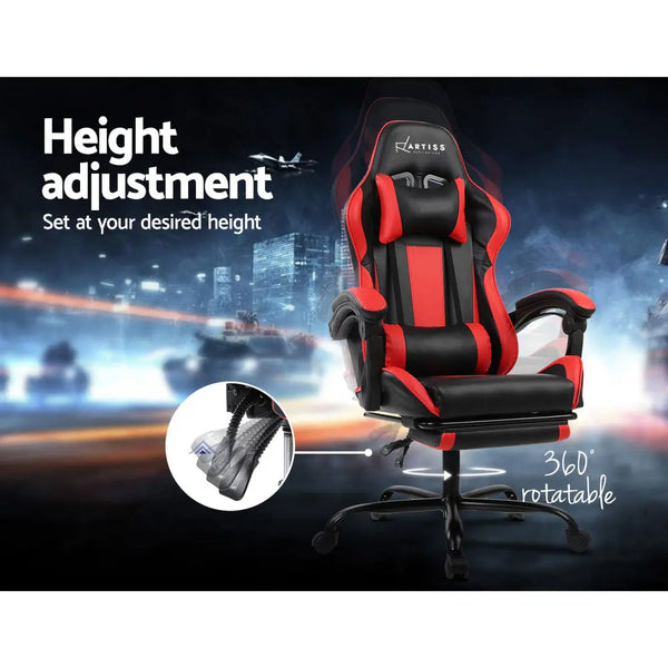 Gaming Office Chair Computer Seating Racer Black and Red Deals499