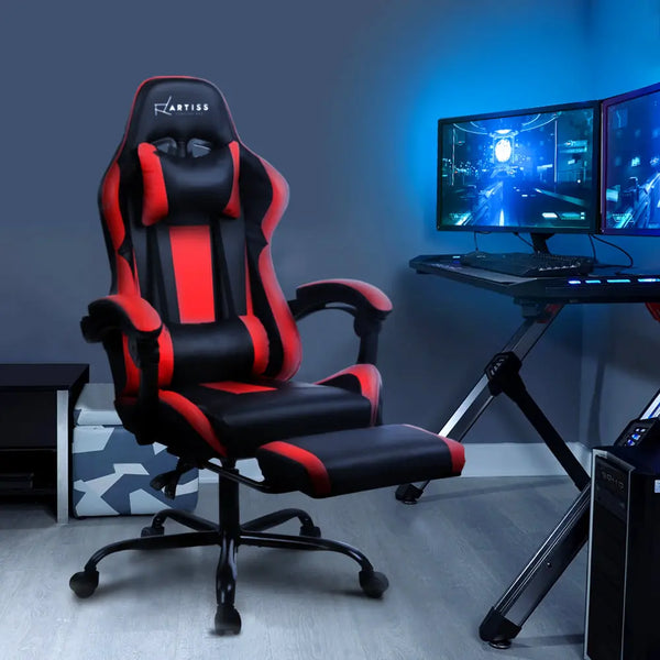 Gaming Office Chair Computer Seating Racer Black and Red Deals499