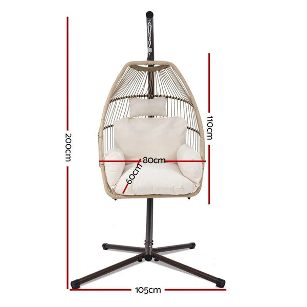 Gardeon Outdoor Furniture Egg Hanging Swing Chair Stand Wicker Rattan Hammock Deals499