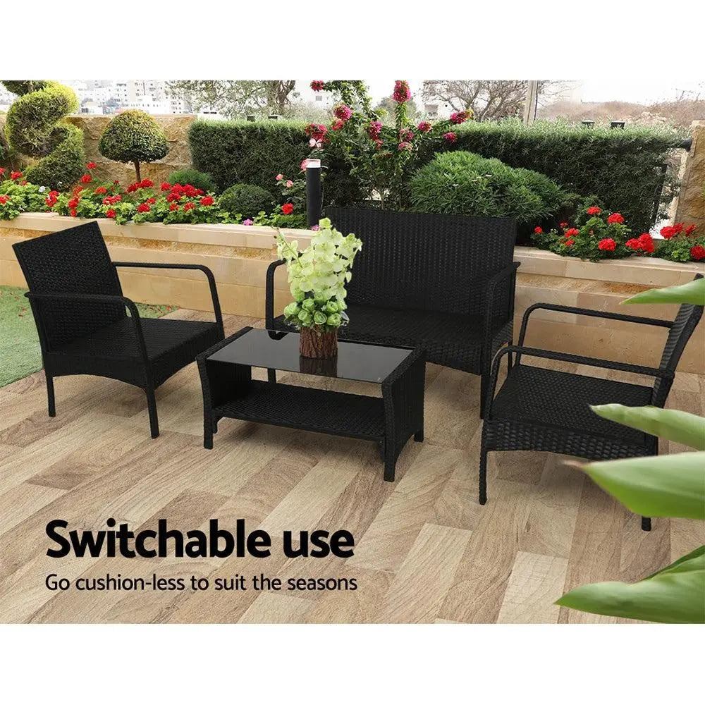 Gardeon Outdoor Furniture Lounge Table Chairs Garden Patio Wicker Sofa Set Deals499