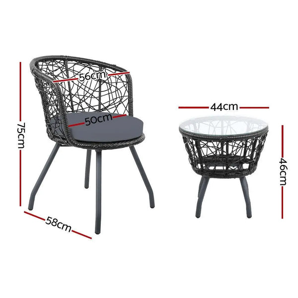 Gardeon Outdoor Patio Chair and Table - Black Deals499