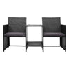 Gardeon Outdoor Setting Wicker Loveseat Birstro Set Patio Garden Furniture Black Deals499