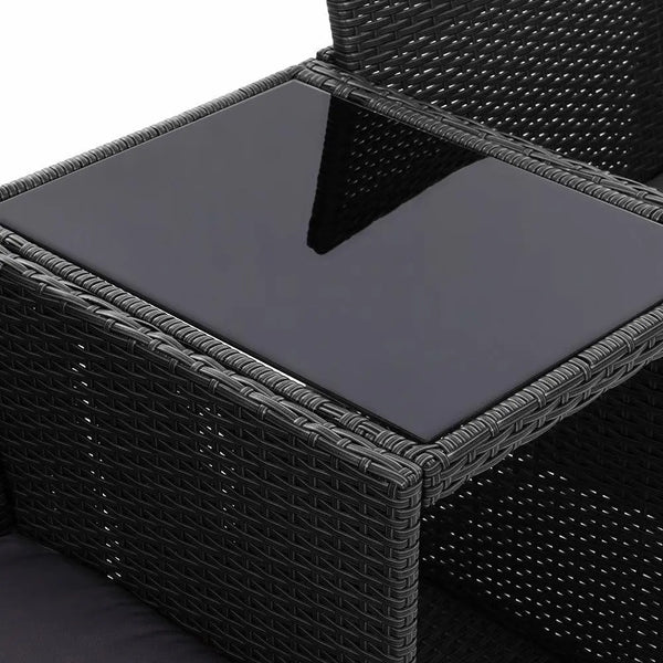 Gardeon Outdoor Setting Wicker Loveseat Birstro Set Patio Garden Furniture Black Deals499