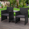 Gardeon Outdoor Setting Wicker Loveseat Birstro Set Patio Garden Furniture Black Deals499