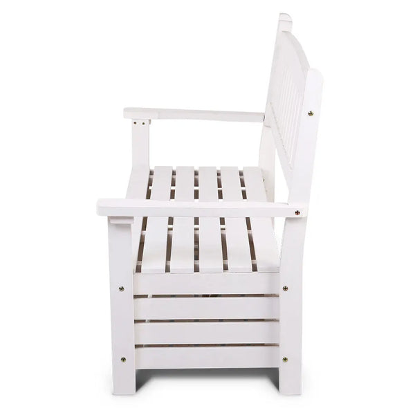 Gardeon Outdoor Storage Bench Box Wooden Garden Chair 2 Seat Timber Furniture White Deals499