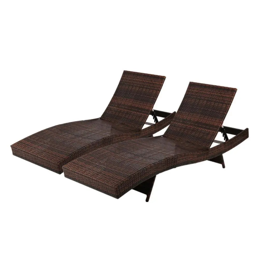 Gardeon Outdoor Sun Lounge Setting Wicker Lounger Day Bed Rattan Patio Furniture Brown Deals499