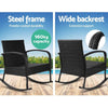 Gardeon Wicker Rocking Chairs Table Set Outdoor Setting Recliner Patio Furniture Deals499