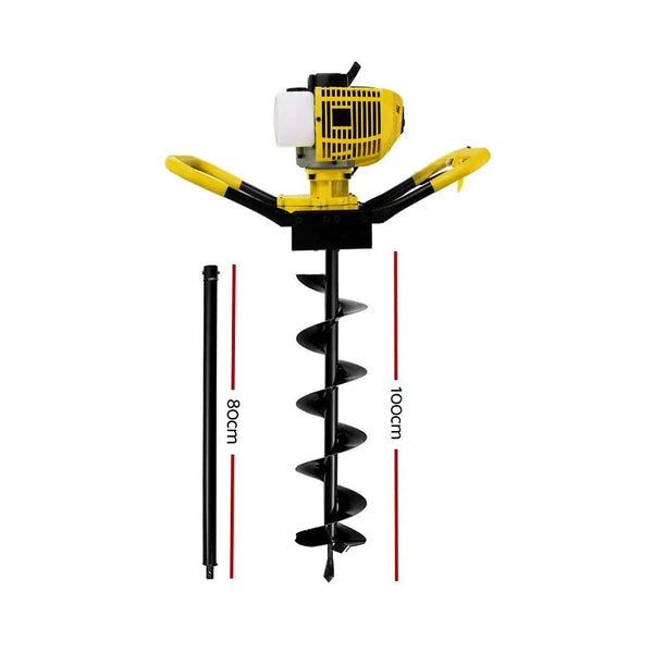 Giantz 80CC Petrol Post Hole Digger Auger Bits Drill Borer Fence Extension Deals499