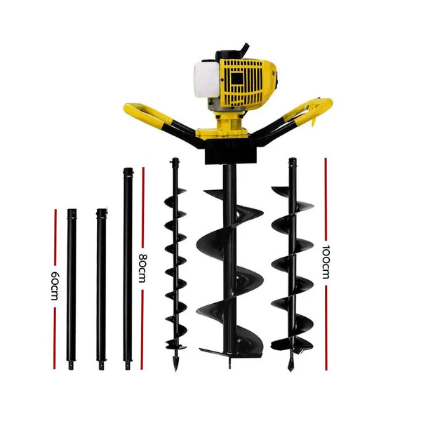 Giantz 80CC Post Hole Digger Petrol Drill Auger Borer Fence Extension Bits Deals499